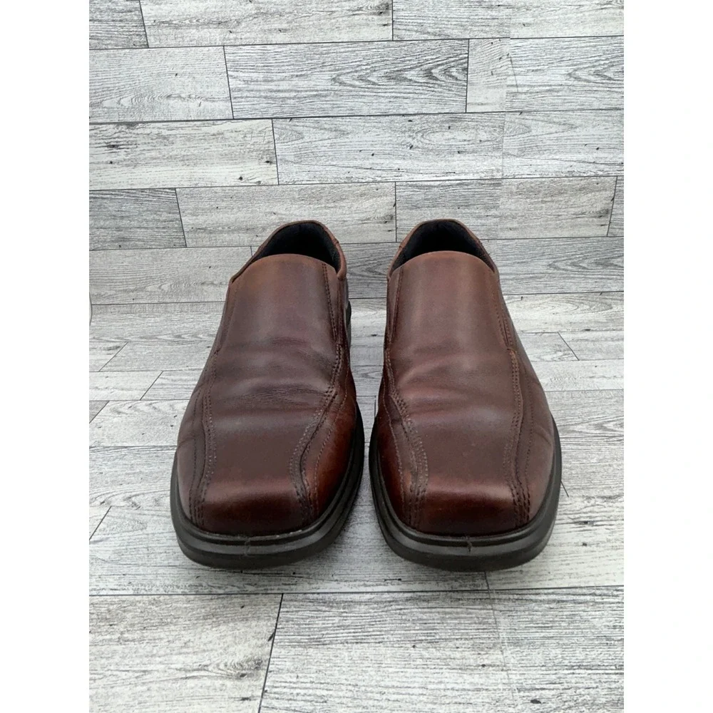 ECCO‎ Men Brown Leather Square Toe Slip On Loafers 50134 Size EU 44 US 10.5